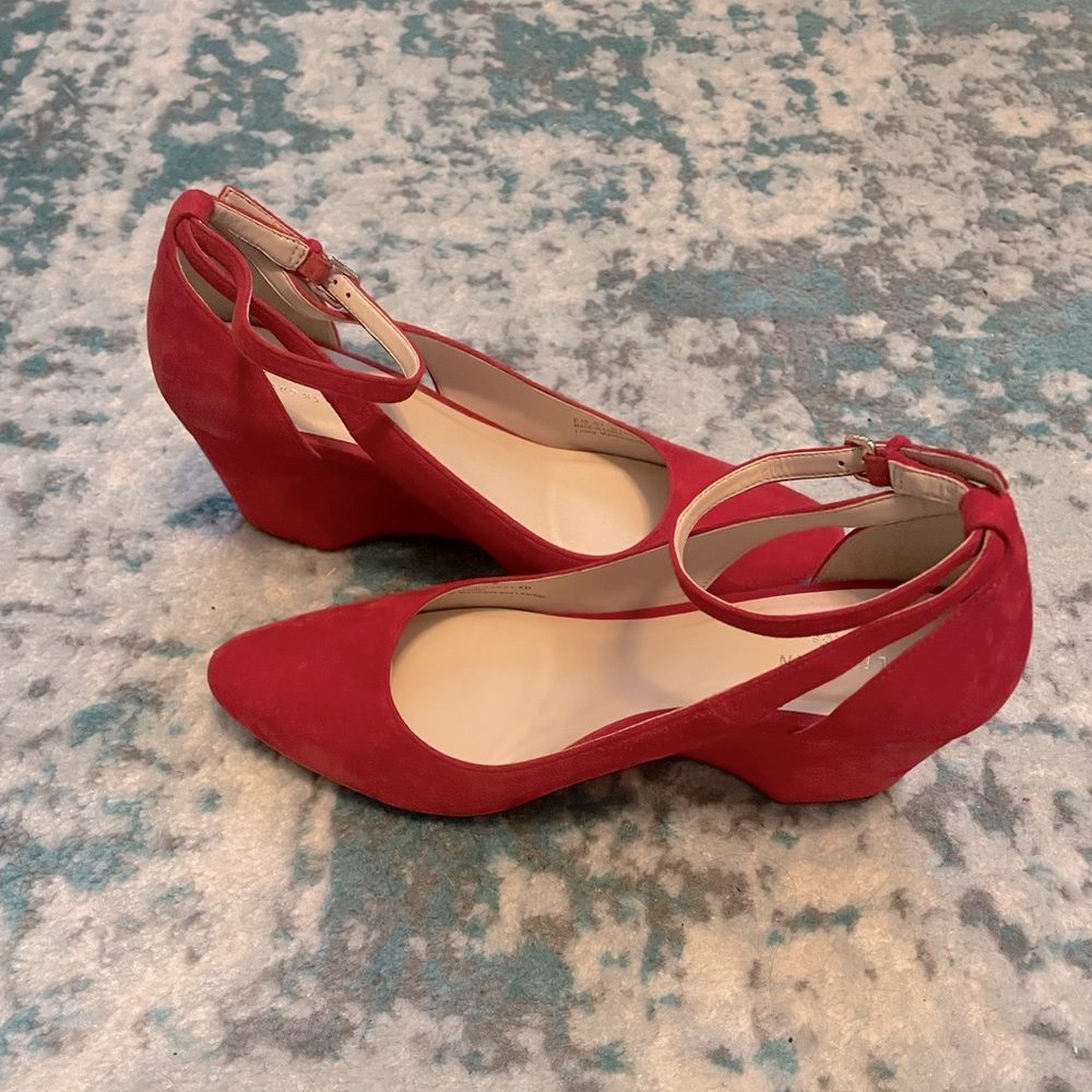 Red suede Cole Haan Wedge size 8